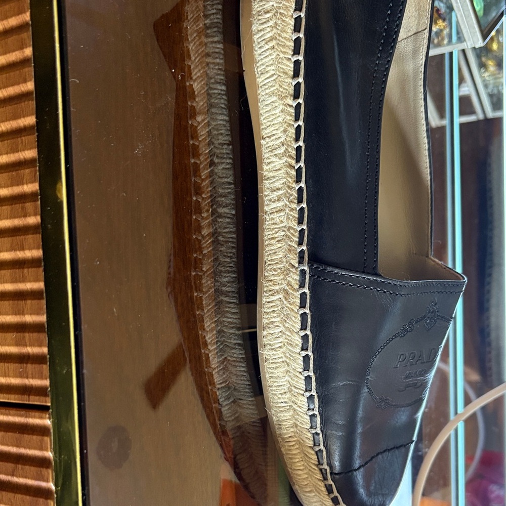 Prada Black Leather Espadrilles - Picture 2 of 6
